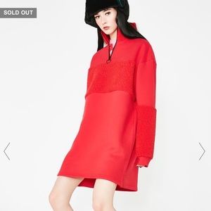 Dolls Kill Lazy Oaf Fleece Panel Sweater Dress Far Away